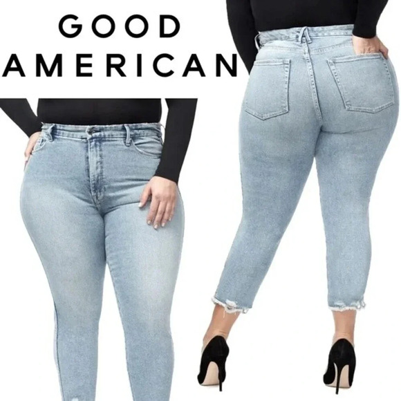 NEW, GOOD AMERICAN, Good Curve Crop Skinny Jeans - Picture 1 of 11